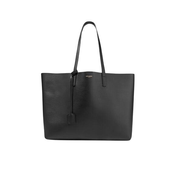 Saint Laurent Handbags - Saint Laurent 'Shopper' Black Leather Large Textured Tote Bag